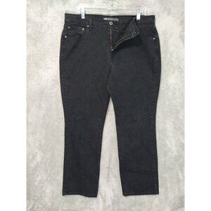 Levis 505 Jeans Womens 14 Black Denim Dark Wash Straight Stretch High Rise